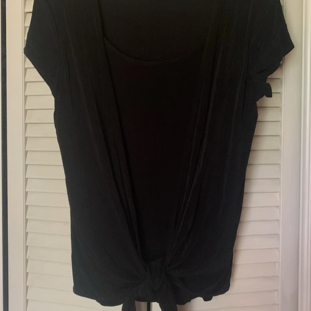 Black Tie-Front Women's Top